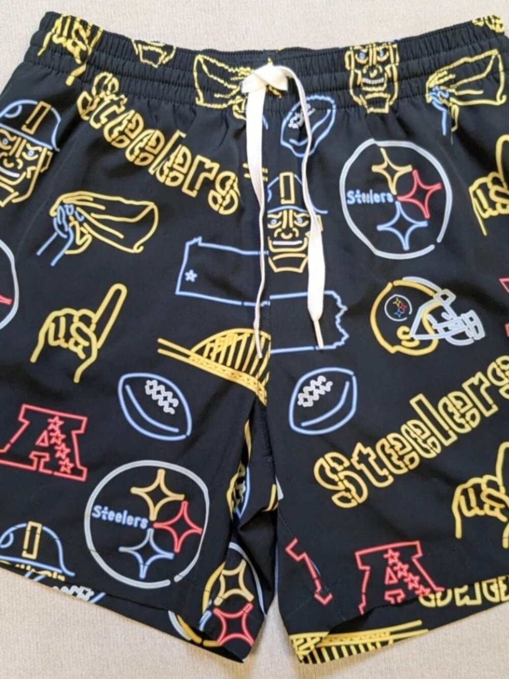 Pittsburgh Steelers Shorts Mens Small Black Chubbies Lined Gym Training NFL